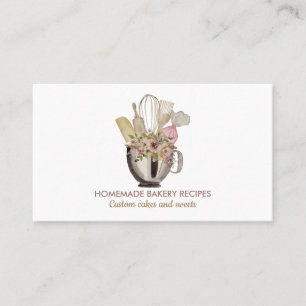 Rustic Cook Chef Watercolor Baking Utensils Bakery Business Card
