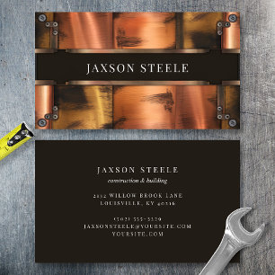 Rustic Copper and Steel Riveted Business Card