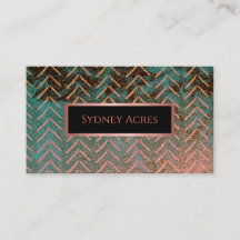 Rustic Copper and Teal Marble Chevron