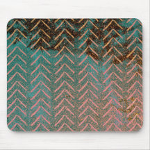 Rustic Copper and Teal Marble Chevron