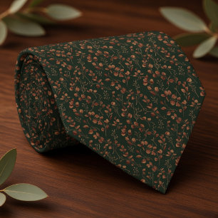 Rustic Copper and Terracotta Eucalyptus Botanical Tie