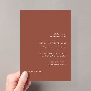 Rustic Copper Editorial Modern Wedding Acrylic Invitations