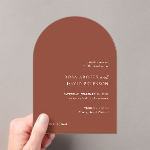 Rustic Copper Editorial Modern Wedding Acrylic Invitations