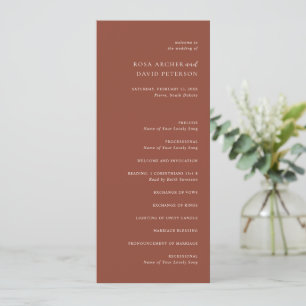 Rustic Copper Editorial Modern Wedding Programme