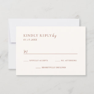 Rustic Copper Editorial Modern Wedding RSVP Card