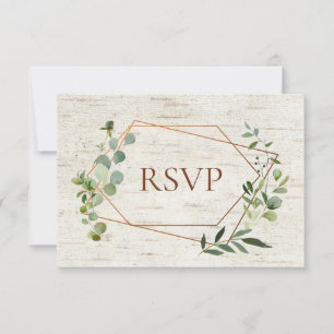 Rustic Copper Geometric Eucalyptus Birch Meal RSVP Invitation