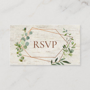 Rustic Copper Geometric Eucalyptus Birch RSVP Enclosure Card