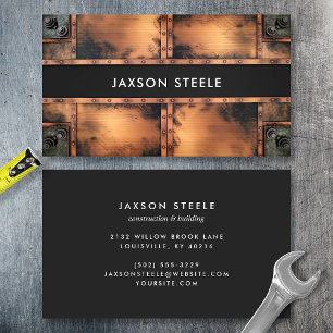 Rustic Copper Industrial Riveted Metal Business Card