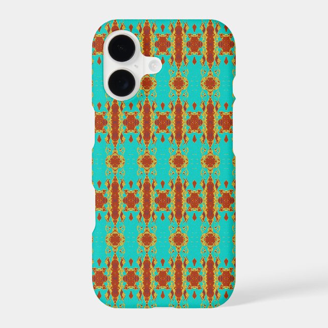 Rustic Copper Red Turquoise Green Pattern (Back)