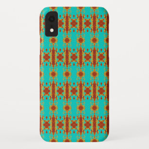 Rustic Copper Red Turquoise Green Pattern iPhone XR Case