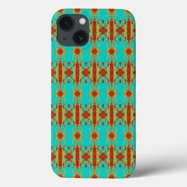 Rustic Copper Red Turquoise Green Pattern Case-Mate iPhone Case (Back)
