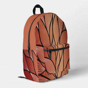 Rustic Coppery Bronze Hues Creative Leave Pattern  Printed Backpack