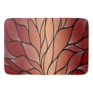 Rustic Coppery Bronze Leave Pattern Bath Mat
