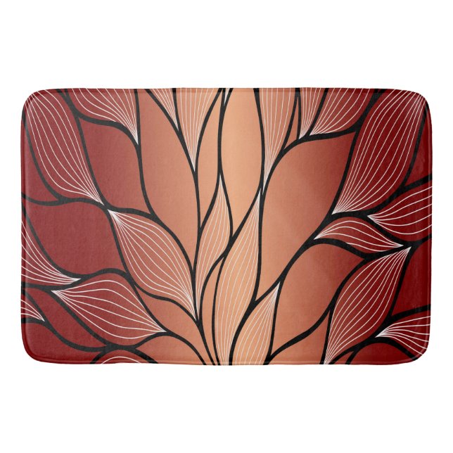 Rustic Coppery Bronze Leave Pattern  Bath Mat (Front)