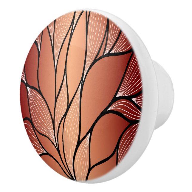 Rustic Coppery Bronze Leave Pattern  Ceramic Knob (Right)
