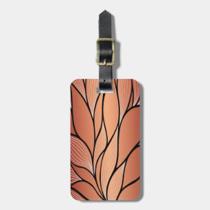 Rustic Coppery Bronze Leave Pattern Luggage Tag
