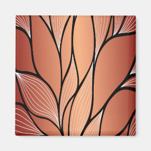 Rustic Coppery Bronze Leave Pattern  Magnet