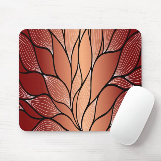 Rustic Coppery Bronze Leave Pattern  Mouse Mat (With Mouse)