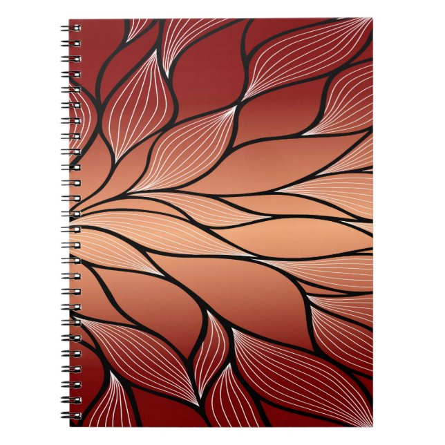 Rustic Coppery Bronze Leave Pattern  Notebook (Front)