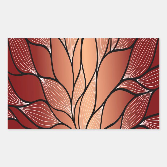 Rustic Coppery Bronze Leave Pattern  Rectangular Sticker (Front)