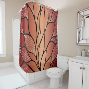 Rustic Coppery Bronze Leave Pattern Shower Curtain
