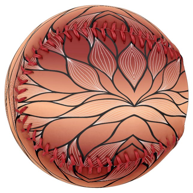 Rustic Coppery Bronze Leave Pattern  Softball (Front Left)