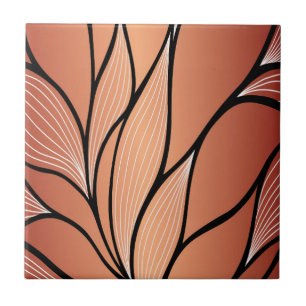 Rustic Coppery Bronze Leave Pattern  Tile
