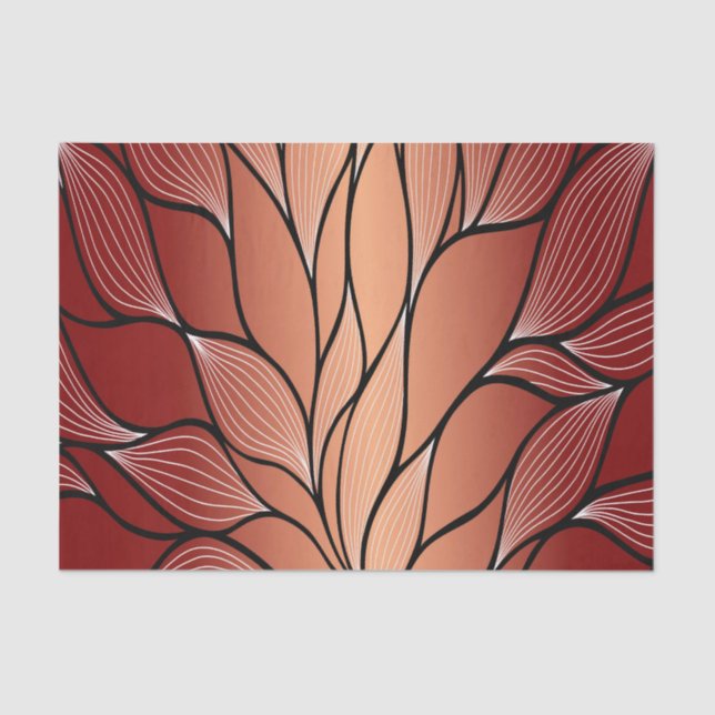 Rustic Coppery Bronze Leave Pattern  Tissue Paper (Front)