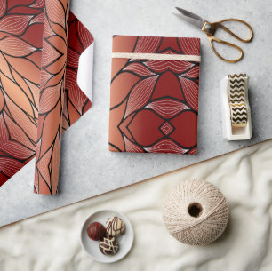 Rustic Coppery Bronze Leave Pattern  Wrapping Paper