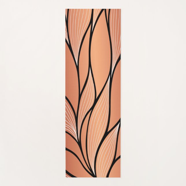 Rustic Coppery Bronze Leave Pattern  Yoga Mat (Front)