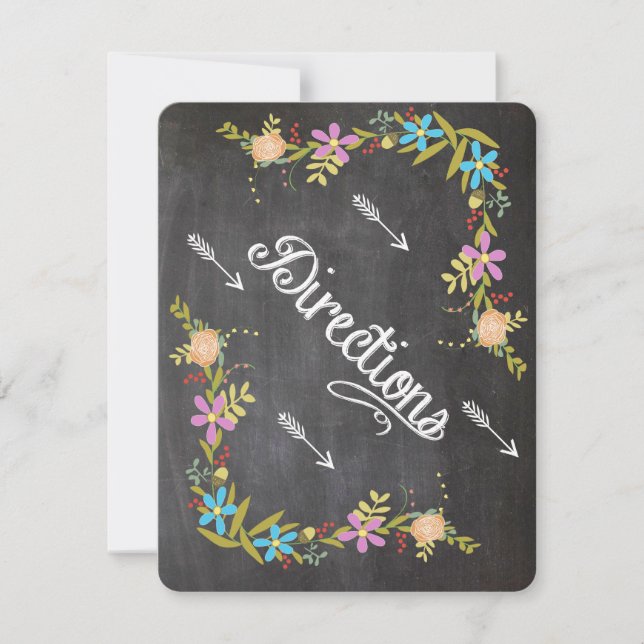 Rustic Coral Aqua Garland Chalkboard Wedding Invitation (Front)
