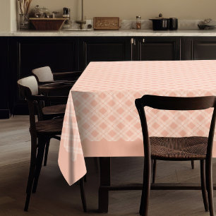 Rustic Coral Grey Plaid Tablecloth for Events