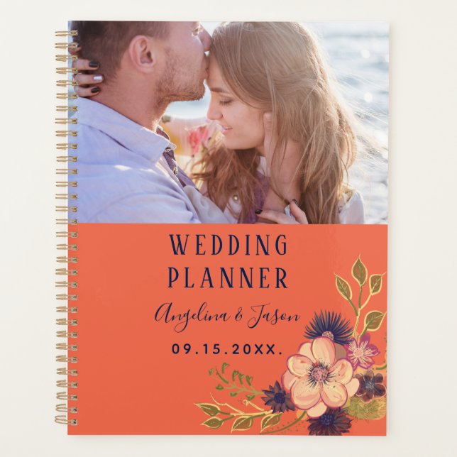 Rustic Coral Photo Wedding Planner (Front)