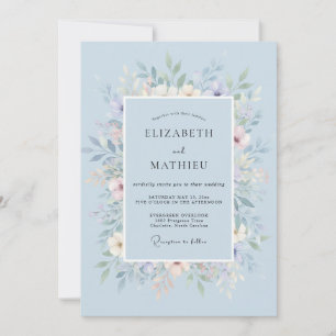 Rustic Cornflower Wreath Wedding Invitation