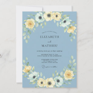 Rustic Cornflower Yellow Wildflower Wedding Invitation