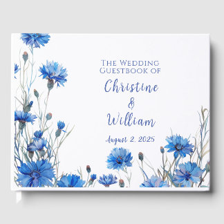 Rustic Cornflowers Personalised Wedding Guest Book