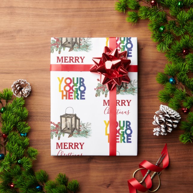 Rustic Corporate Business Logo Christmas  Wrapping Paper (Holiday Gift)