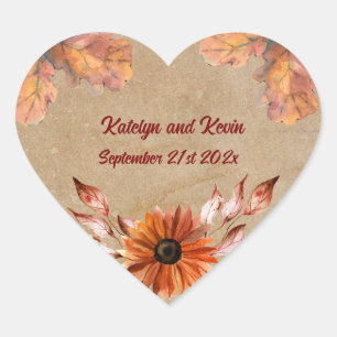 Rustic & Cosy Autumn Wedding Collection Heart Sticker