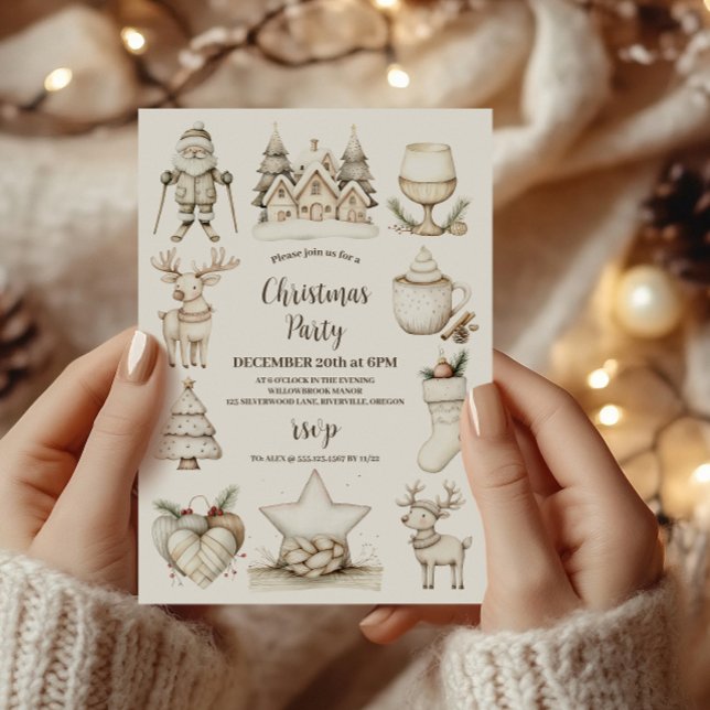 Rustic Cosy Blue Christmas Party Invitation (Creator Uploaded)