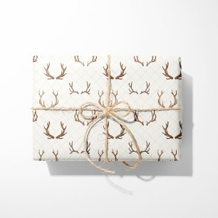 Rustic Cosy Cabin Antlers Wrapping Paper