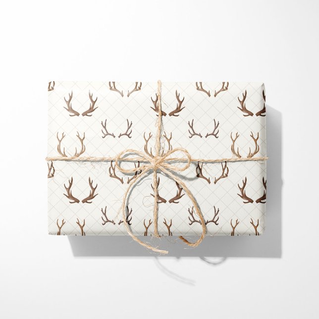 Rustic Cosy Cabin Antlers Wrapping Paper (Creator Uploaded)