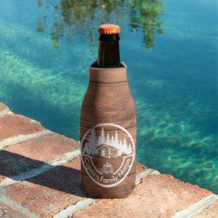 Rustic Cottage Cabin Barn   Custom Family Name Bottle Cooler