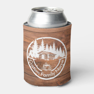 Rustic Cottage Cabin Barn   Custom Family Name Can Cooler