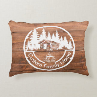 Rustic Cottage Cabin Barn | Custom Family Name Decorative Cushion