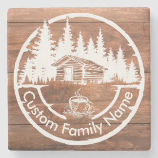 Rustic Cottage Cabin Barn | Custom Family Name Stone Coaster