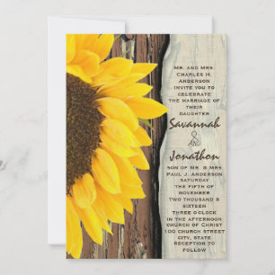 Rustic Cottage Chic Sunflower Wedding  Invitation