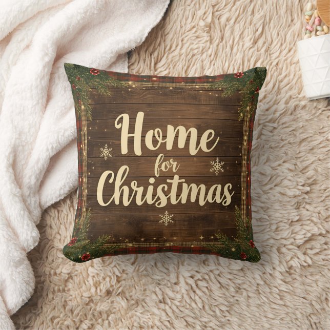 Rustic Cottage Christmas Throw Pillow | Cosy (Blanket)