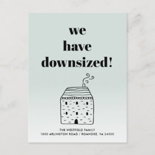 Rustic Cottage Downsized Dusty Green Moving  Announcement Postcard