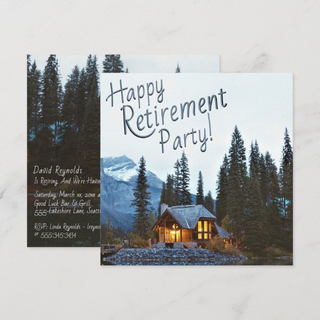 Rustic Cottage - Happy Retirement Party - Invitation (Front/Back)