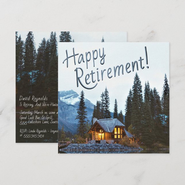 Rustic Cottage - Happy Retirement Party - Invitation (Front/Back)